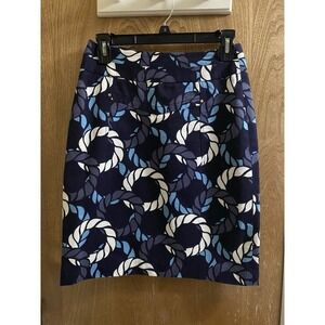 Leifsdottir Anthropologie Skirt Women's 2 Navy Blue Cotton Nautical Rope Pencil
